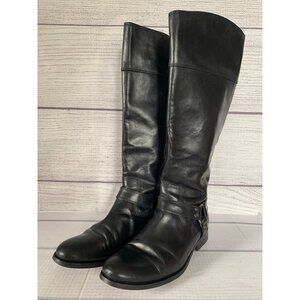 Frye Melissa Harness Knee High Boots Women's 10 Black Leather